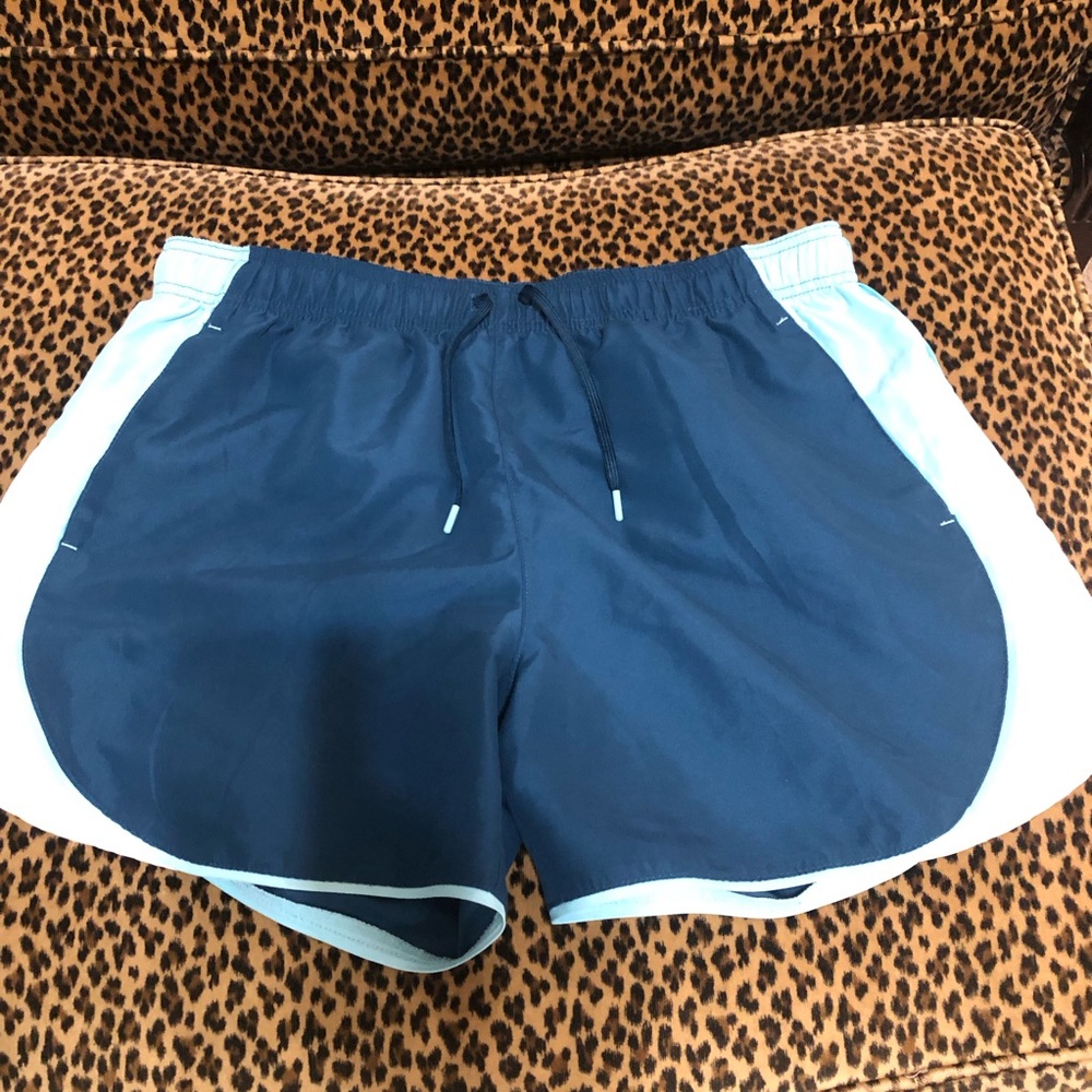 Women’s Blueish Grewn Athletic Shorts with Light Blue Trim